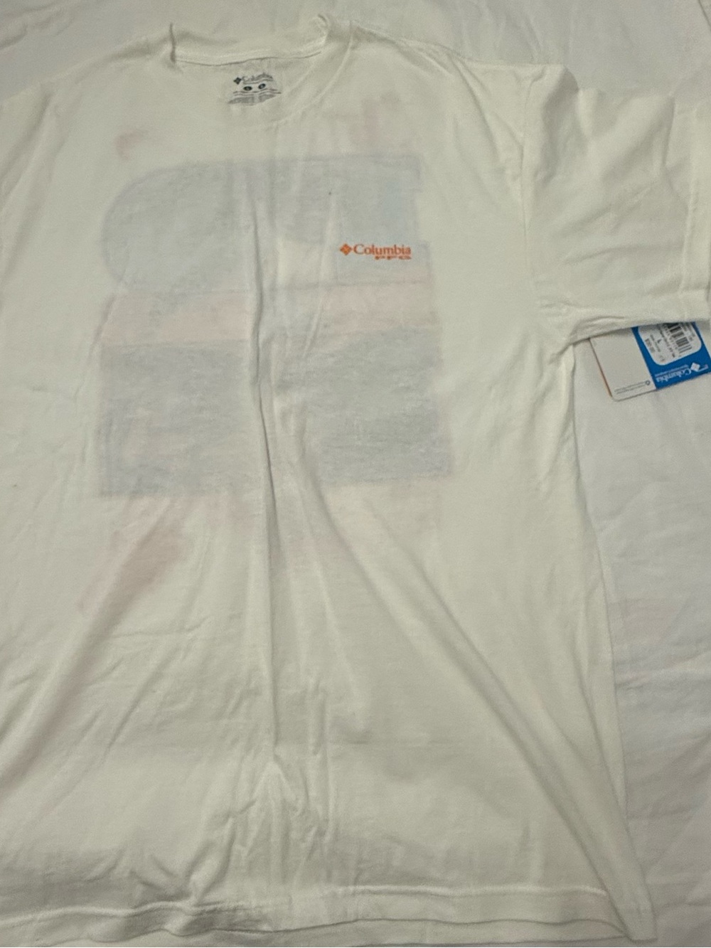 Columbia Men’s White Short Sleeve Tee with Orange Logo